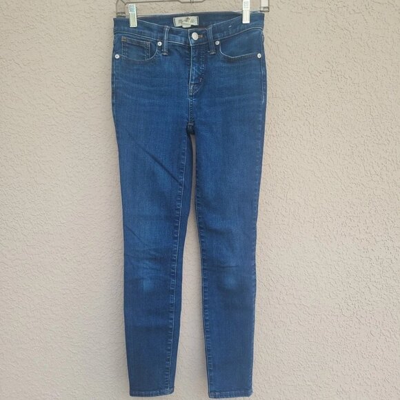 Madewell Women’s 8" High Rise Skinny Crop Jeans Size 25 Medium Wash Distressed - Picture 1 of 8